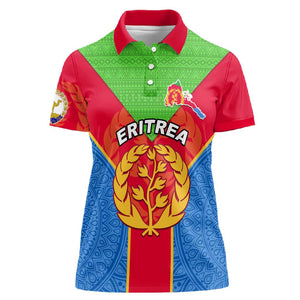 Custom Eritrea Women Polo Shirt with Eritrean Emblem Flag and African Pattern Design