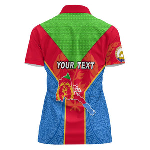 Custom Eritrea Women Polo Shirt with Eritrean Emblem Flag and African Pattern Design