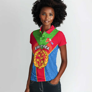 Custom Eritrea Women Polo Shirt with Eritrean Emblem Flag and African Pattern Design