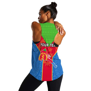 Custom Eritrea Women Racerback Tank with Eritrean Emblem Flag and African Pattern Design