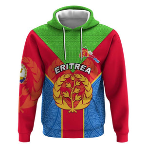 Custom Eritrea Zip Hoodie with Eritrean Emblem Flag and African Pattern Design