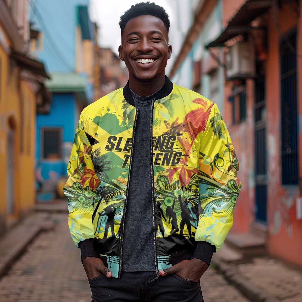 Personalized Jamaica Sleng Teng Riddim Bomber Jacket Booyaka Booyaka - African Pride