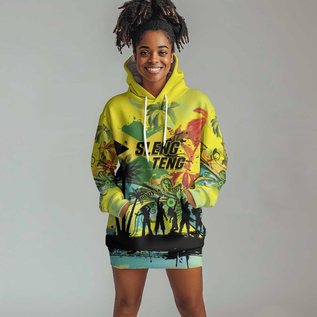 Personalized Jamaica Sleng Teng Riddim Hoodie Dress Booyaka Booyaka - African Pride