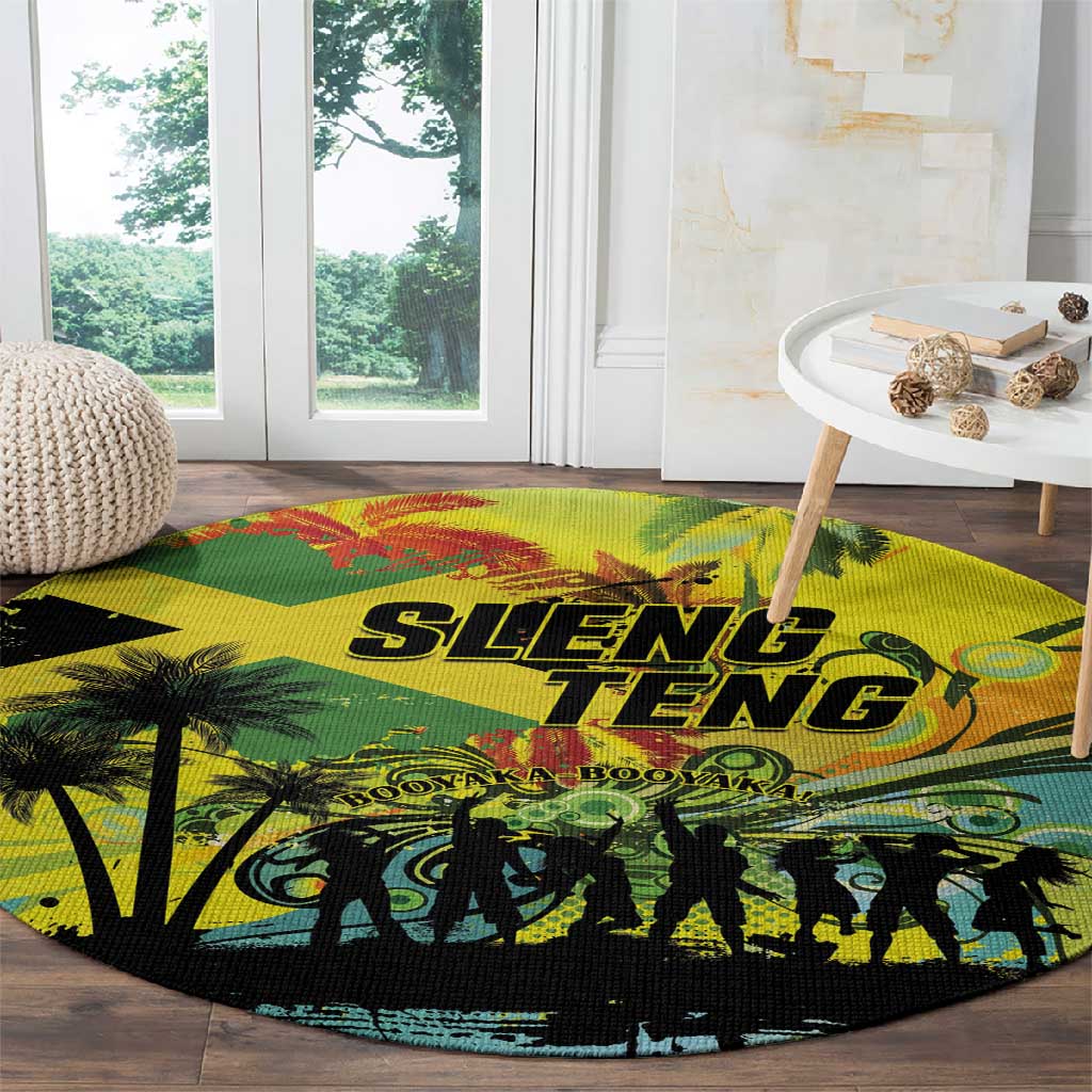 Jamaica Sleng Teng Riddim Round Carpet Booyaka Booyaka - African Pride