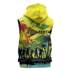 Personalized Jamaica Sleng Teng Riddim Sleeveless Zip Hoodie Booyaka Booyaka - African Pride