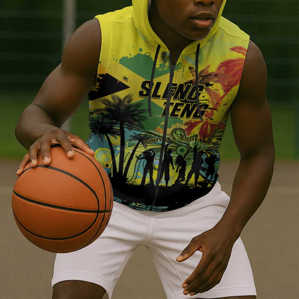 Personalized Jamaica Sleng Teng Riddim Sleeveless Zip Hoodie Booyaka Booyaka - African Pride