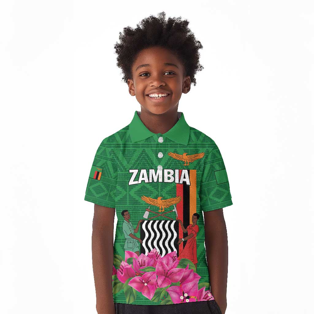 Personalized Icitungu ca Zambia Kid Polo Shirt Africa Bougainvillea