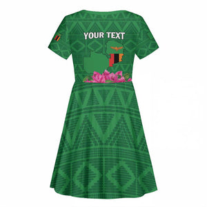 Personalized Icitungu ca Zambia Kid Short Sleeve Dress Africa Bougainvillea