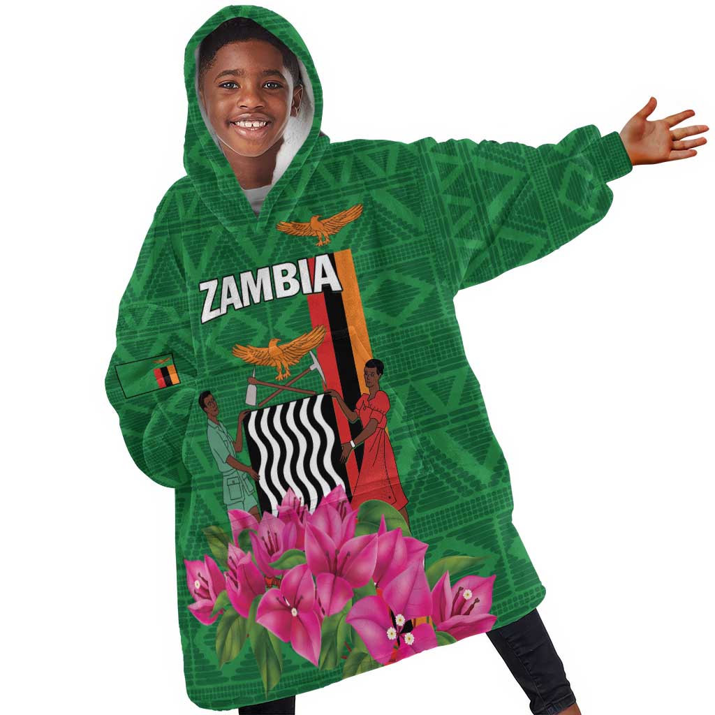 Personalized Icitungu ca Zambia KId Wearable Blanket Hoodie Africa Bougainvillea