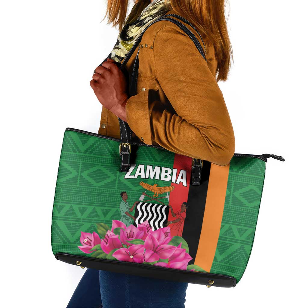 Icitungu ca Zambia Leather Tote Bag Africa Bougainvillea