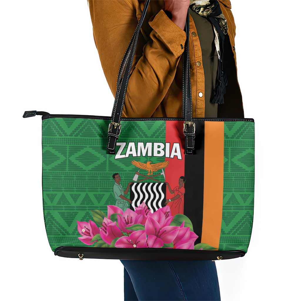 Icitungu ca Zambia Leather Tote Bag Africa Bougainvillea