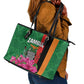 Icitungu ca Zambia Leather Tote Bag Africa Bougainvillea