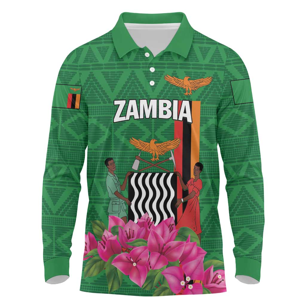 Personalized Icitungu ca Zambia Long Sleeve Polo Shirt Africa Bougainvillea