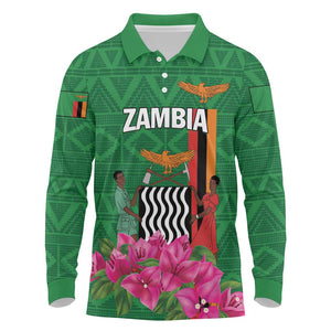 Personalized Icitungu ca Zambia Long Sleeve Polo Shirt Africa Bougainvillea