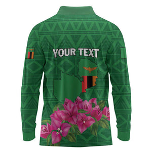 Personalized Icitungu ca Zambia Long Sleeve Polo Shirt Africa Bougainvillea