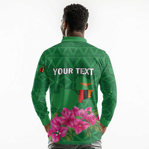 Personalized Icitungu ca Zambia Long Sleeve Polo Shirt Africa Bougainvillea