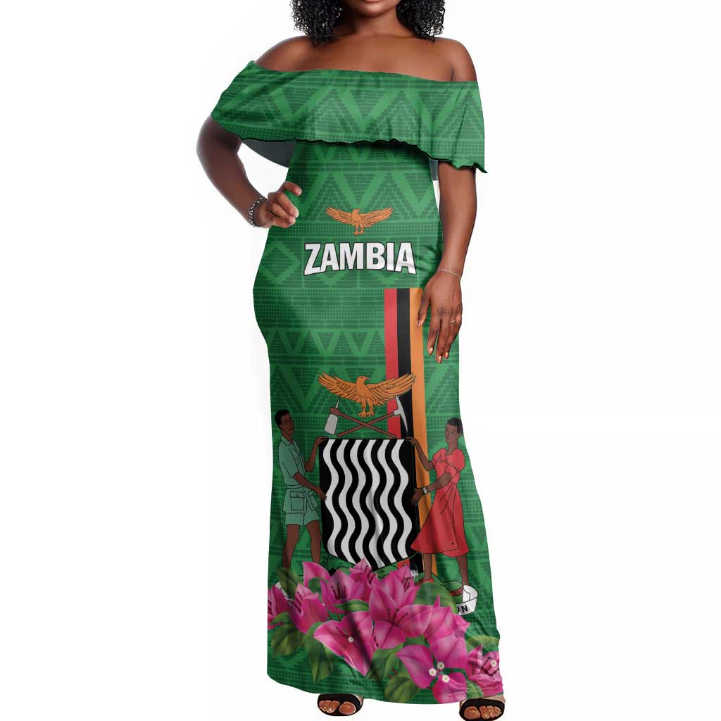 Personalized Icitungu ca Zambia Off Shoulder Maxi Dress Africa Bougainvillea