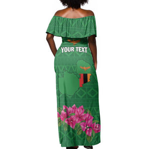 Personalized Icitungu ca Zambia Off Shoulder Maxi Dress Africa Bougainvillea