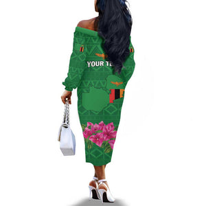 Personalized Icitungu ca Zambia Off The Shoulder Long Sleeve Dress Africa Bougainvillea