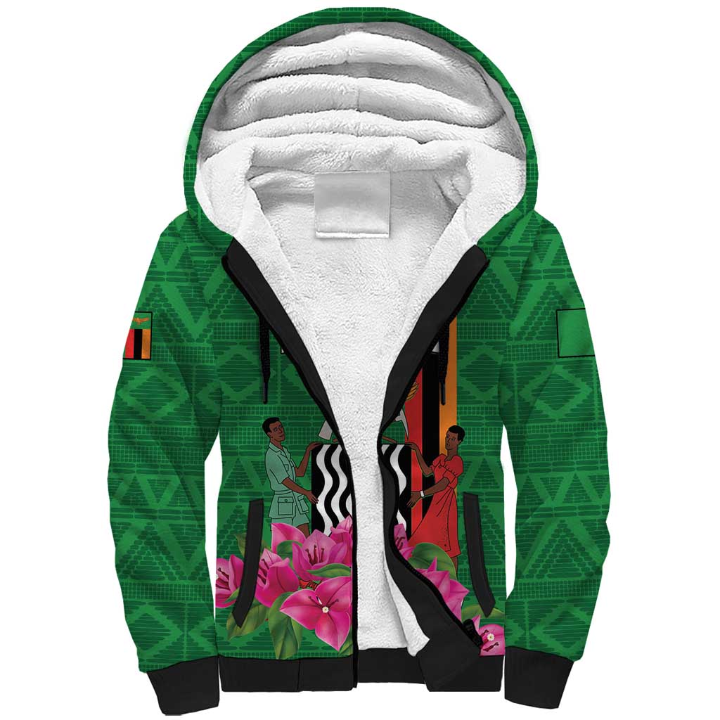 Personalized Icitungu ca Zambia Sherpa Hoodie Africa Bougainvillea