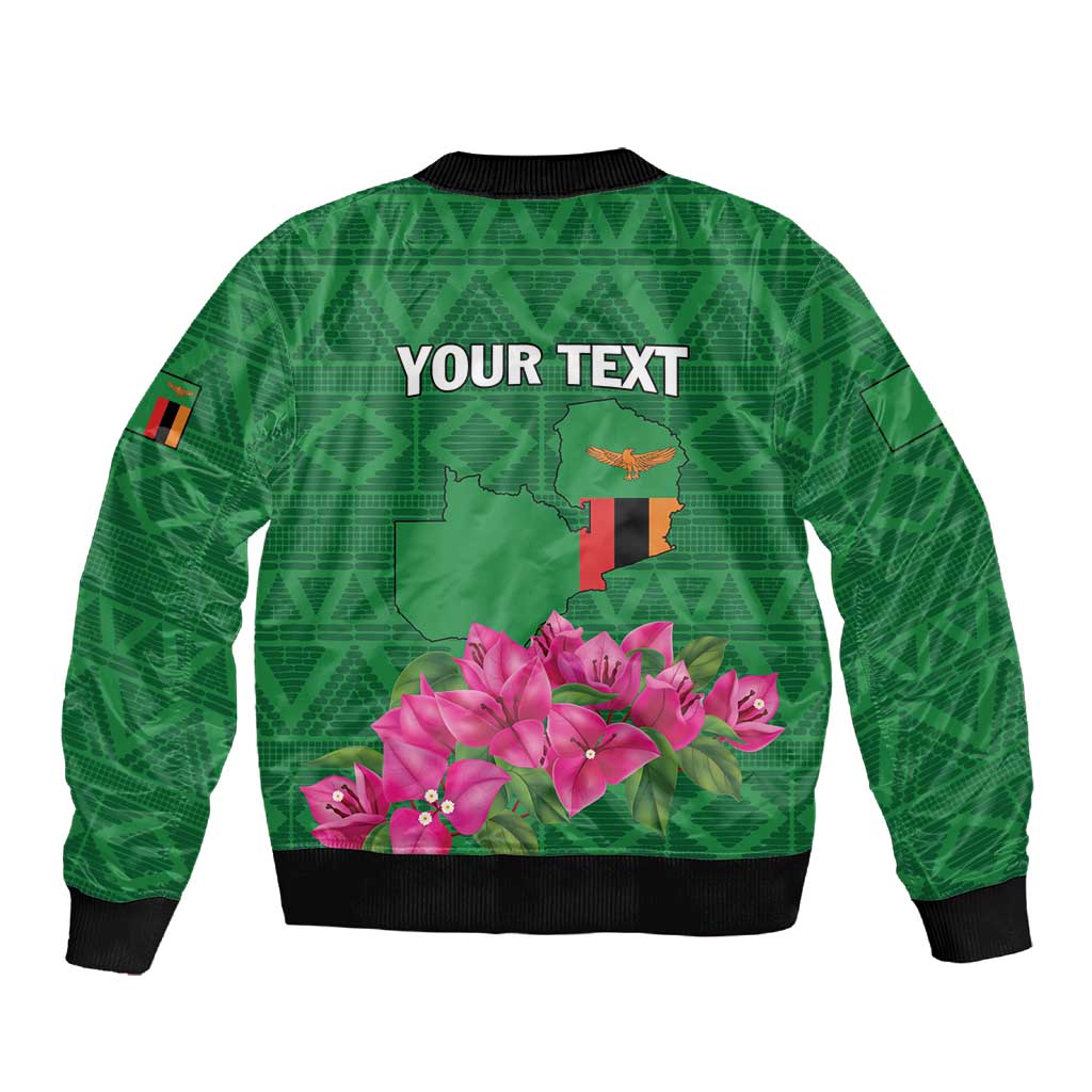Personalized Icitungu ca Zambia Sleeve Zip Bomber Jacket Africa Bougainvillea