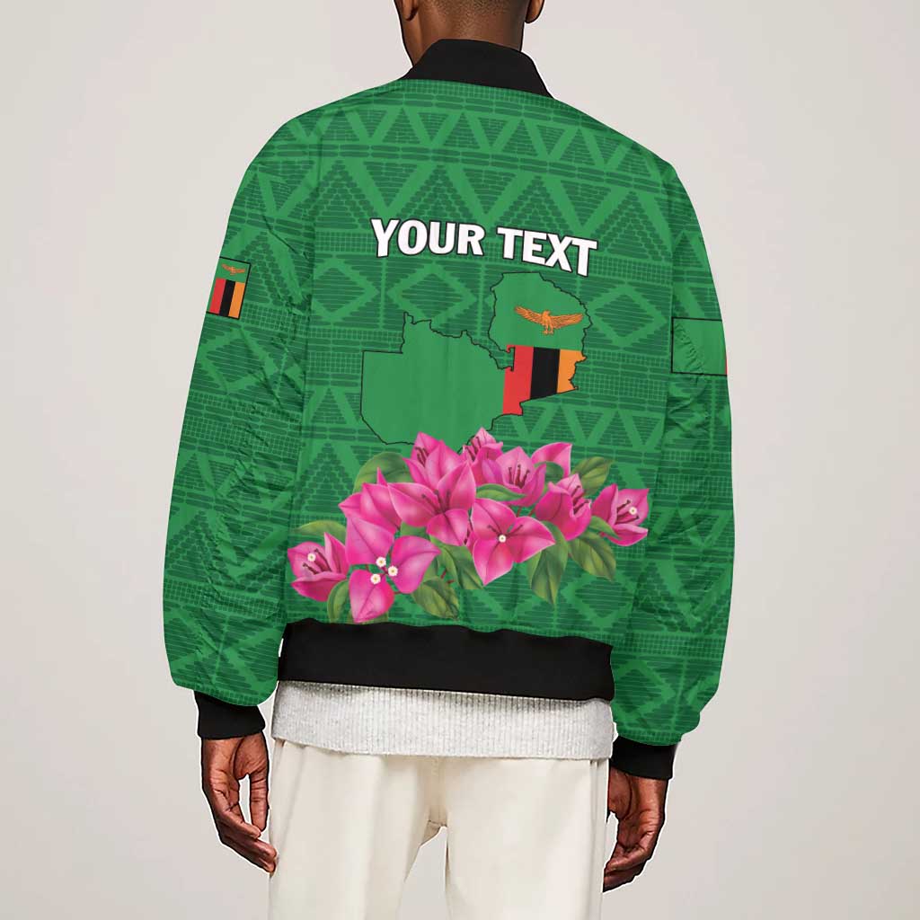 Personalized Icitungu ca Zambia Sleeve Zip Bomber Jacket Africa Bougainvillea