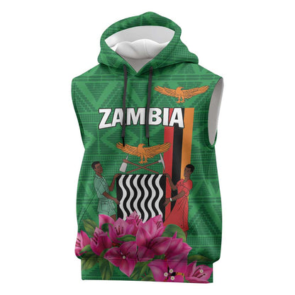 Personalized Icitungu ca Zambia Sleeveless Hoodie Africa Bougainvillea - African Pride
