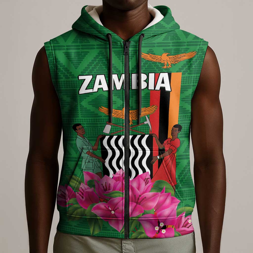 Personalized Icitungu ca Zambia Sleeveless Zip Hoodie Africa Bougainvillea - African Pride