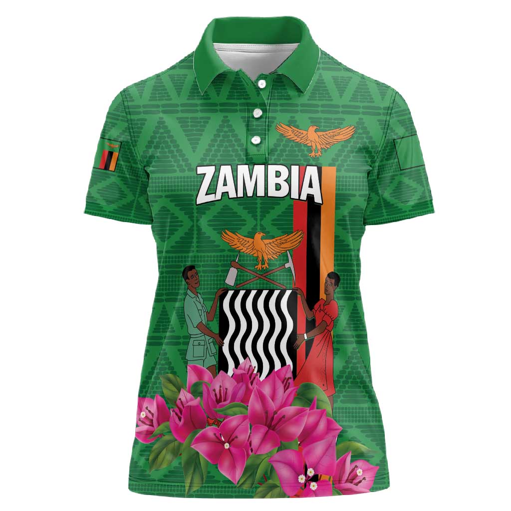 Personalized Icitungu ca Zambia Women Polo Shirt Africa Bougainvillea