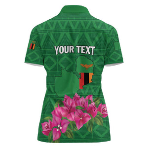 Personalized Icitungu ca Zambia Women Polo Shirt Africa Bougainvillea