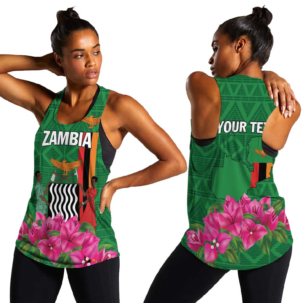 Personalized Icitungu ca Zambia Women Racerback Tank Africa Bougainvillea