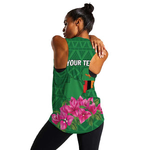 Personalized Icitungu ca Zambia Women Racerback Tank Africa Bougainvillea