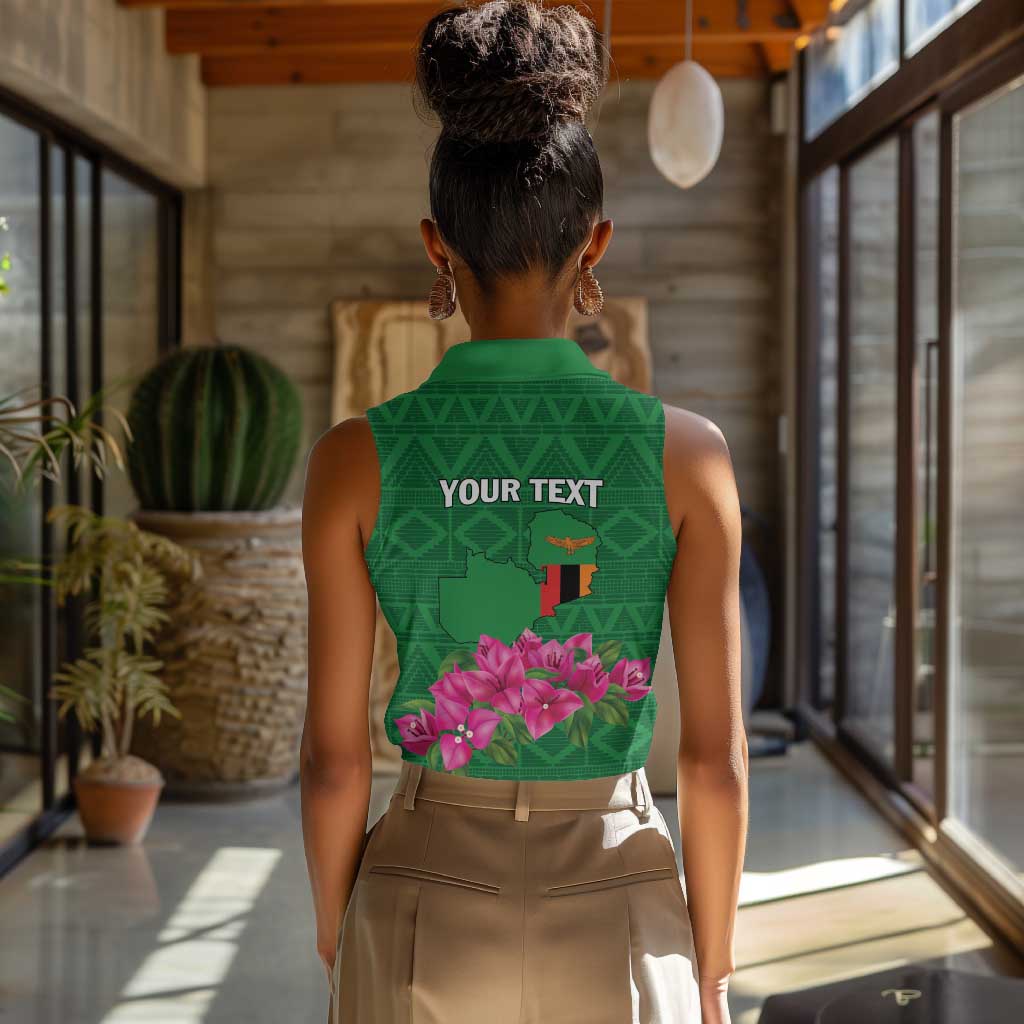 Personalized Icitungu ca Zambia Women Sleeveless Polo Shirt Africa Bougainvillea