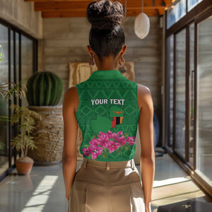 Personalized Icitungu ca Zambia Women Sleeveless Polo Shirt Africa Bougainvillea