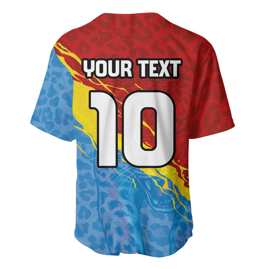 Custom DR Congo Leopards Football Baseball Jersey Abstract Leopard Pattern With National Colors And Crest