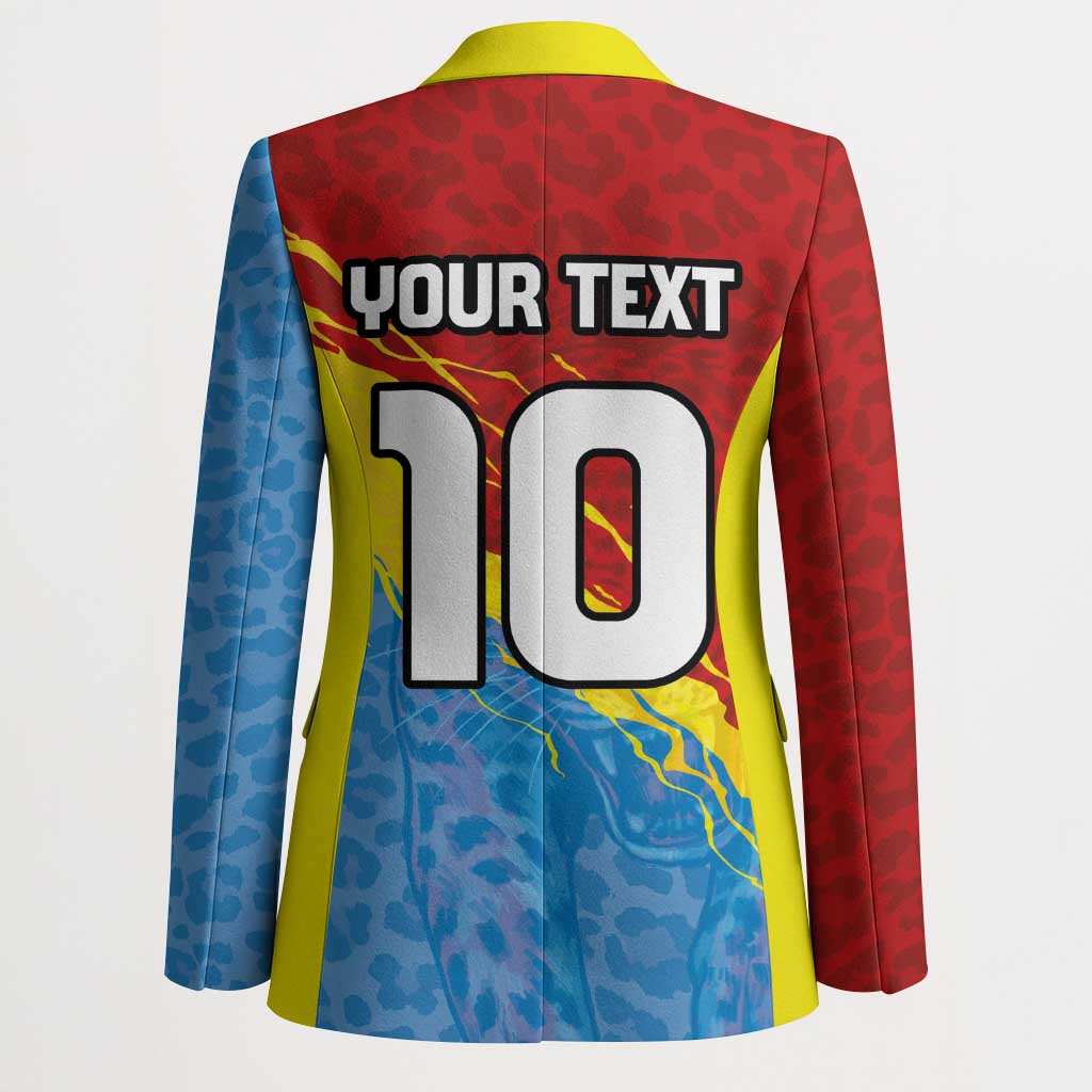 Custom DR Congo Leopards Football Blazer Abstract Leopard Pattern With National Colors And Crest