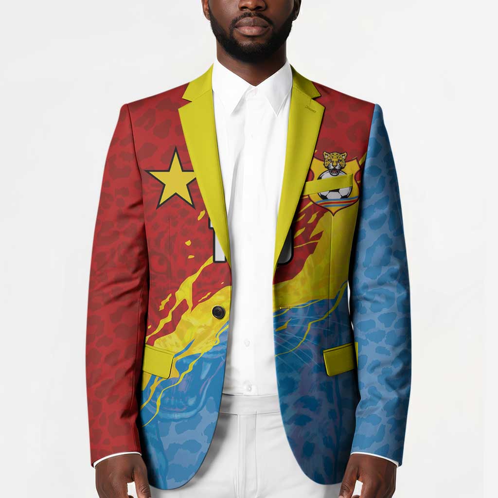 Custom DR Congo Leopards Football Blazer Abstract Leopard Pattern With National Colors And Crest