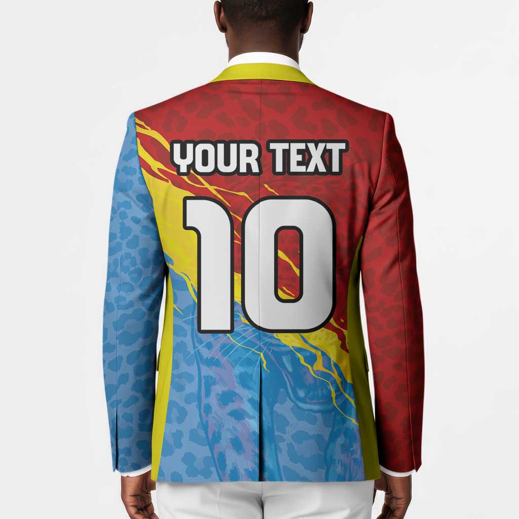 Custom DR Congo Leopards Football Blazer Abstract Leopard Pattern With National Colors And Crest
