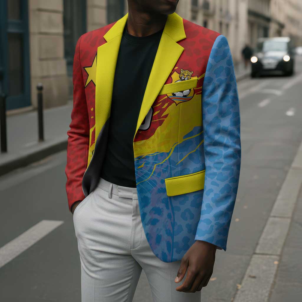 Custom DR Congo Leopards Football Blazer Abstract Leopard Pattern With National Colors And Crest