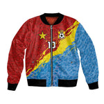 Custom DR Congo Leopards Football Bomber Jacket Abstract Leopard Pattern With National Colors And Crest