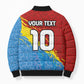 Custom DR Congo Leopards Football Bomber Puffer Jacket Abstract Leopard Pattern With National Colors And Crest