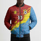 Custom DR Congo Leopards Football Bomber Puffer Jacket Abstract Leopard Pattern With National Colors And Crest