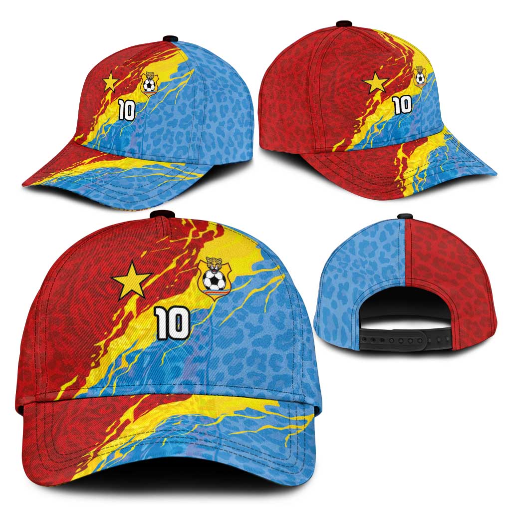 Custom DR Congo Leopards Football Classic Cap Abstract Leopard Pattern With National Colors And Crest