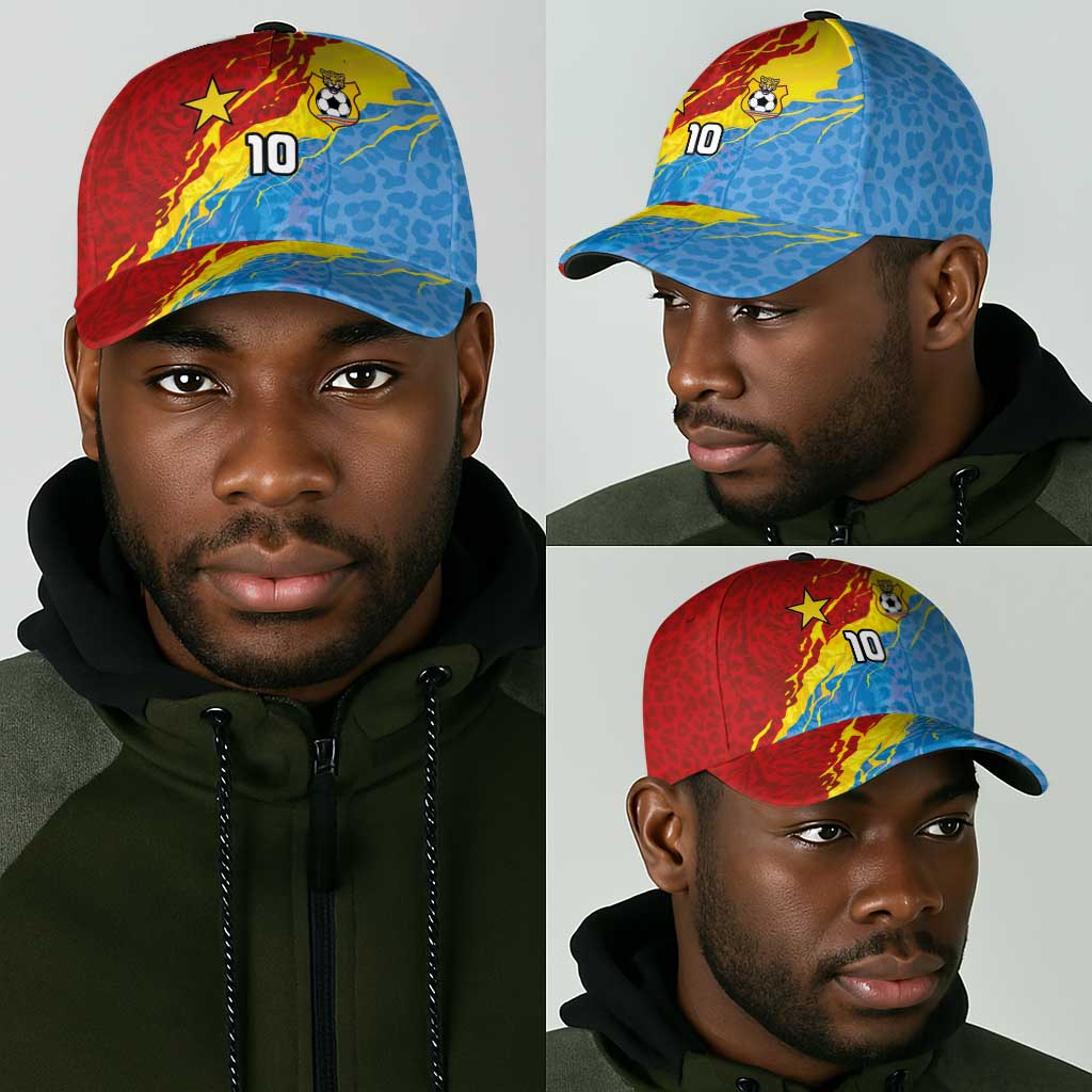 Custom DR Congo Leopards Football Classic Cap Abstract Leopard Pattern With National Colors And Crest