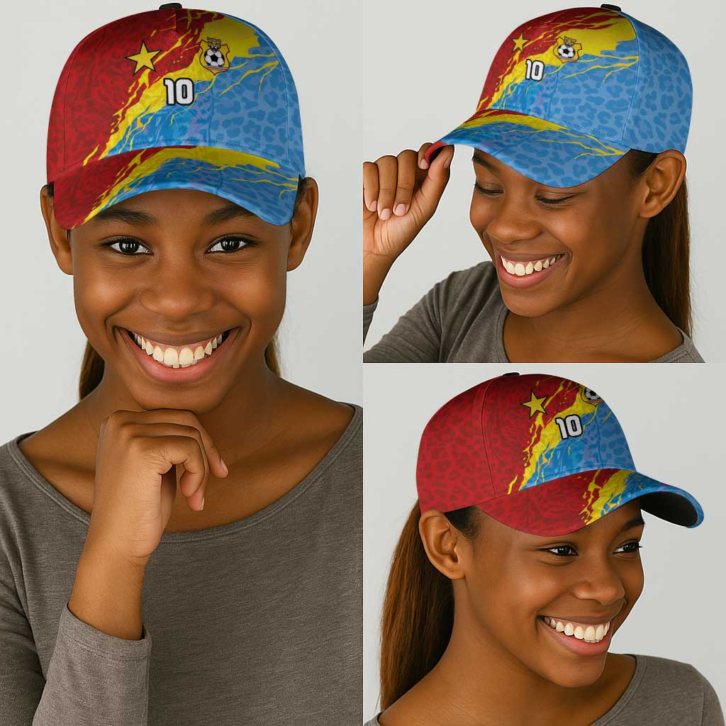 Custom DR Congo Leopards Football Classic Cap Abstract Leopard Pattern With National Colors And Crest