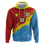 Custom DR Congo Leopards Football Hoodie Abstract Leopard Pattern With National Colors And Crest