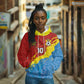Custom DR Congo Leopards Football Hoodie Abstract Leopard Pattern With National Colors And Crest