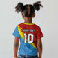 Custom DR Congo Leopards Football Kid T shirt Abstract Leopard Pattern With National Colors And Crest