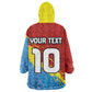 Custom DR Congo Leopards Football Kid Wearable Blanket Hoodie Abstract Leopard Pattern With National Colors And Crest