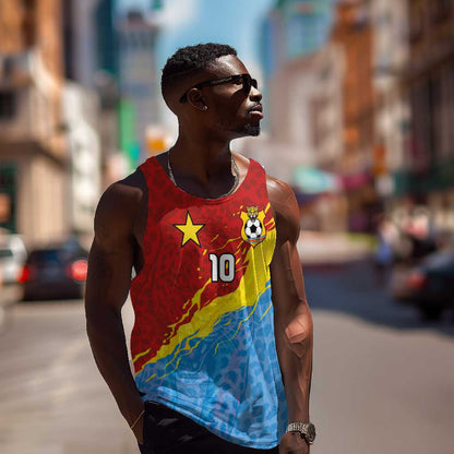 Custom DR Congo Leopards Football Men Tank Top Abstract Leopard Pattern With National Colors And Crest